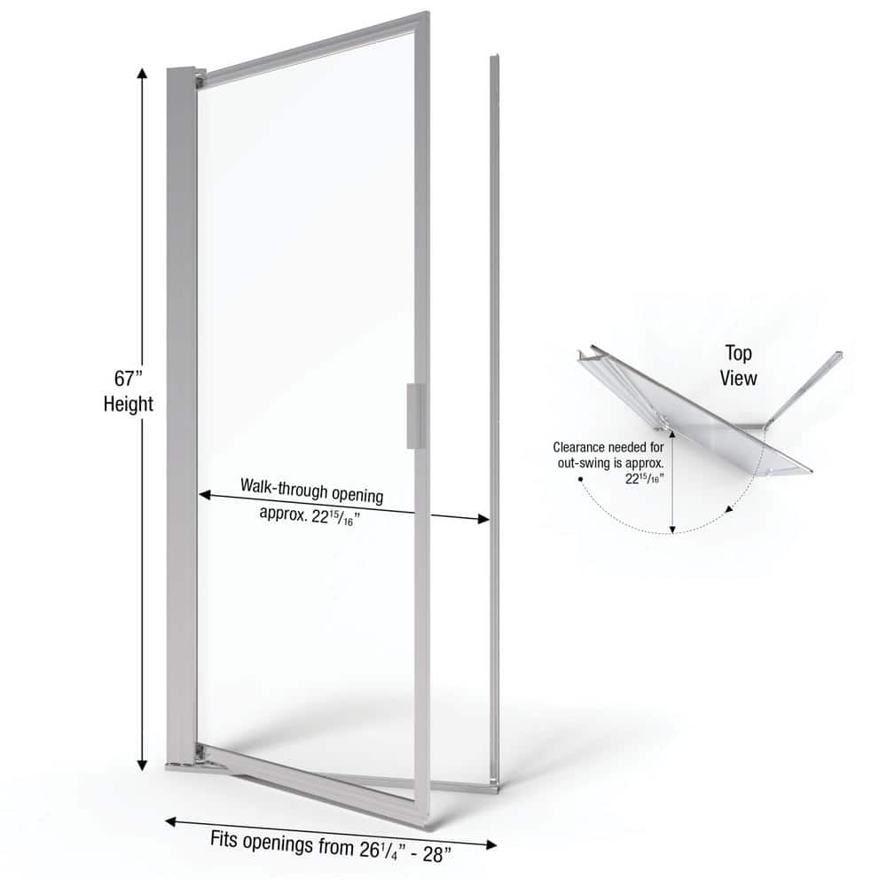 Sopora 28" x 67" Chrome Framed Pivot Shower Door