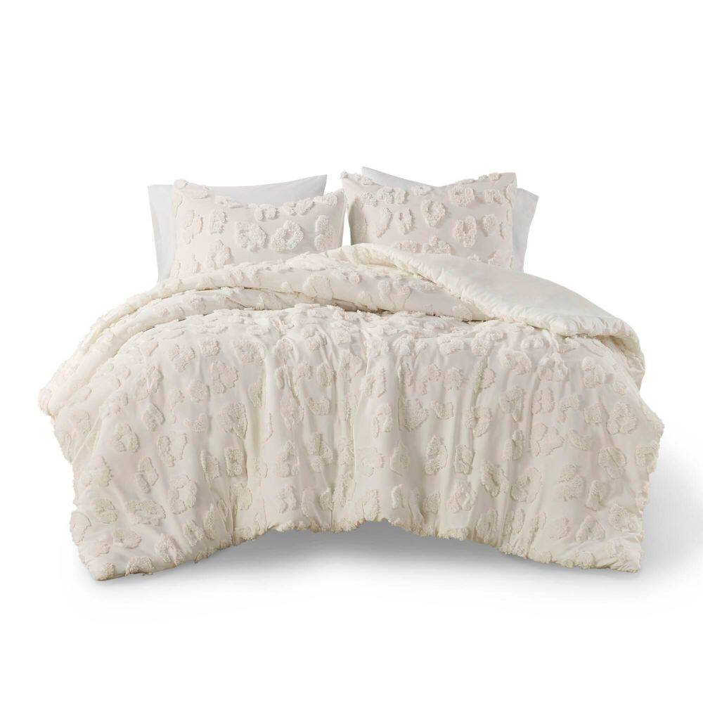 Off-White Chenille Twin/Twin XL Duvet Cover Set