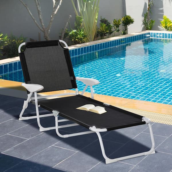 Outsunny Patio Sun Lounger Garden Textilene Foldable Reclining