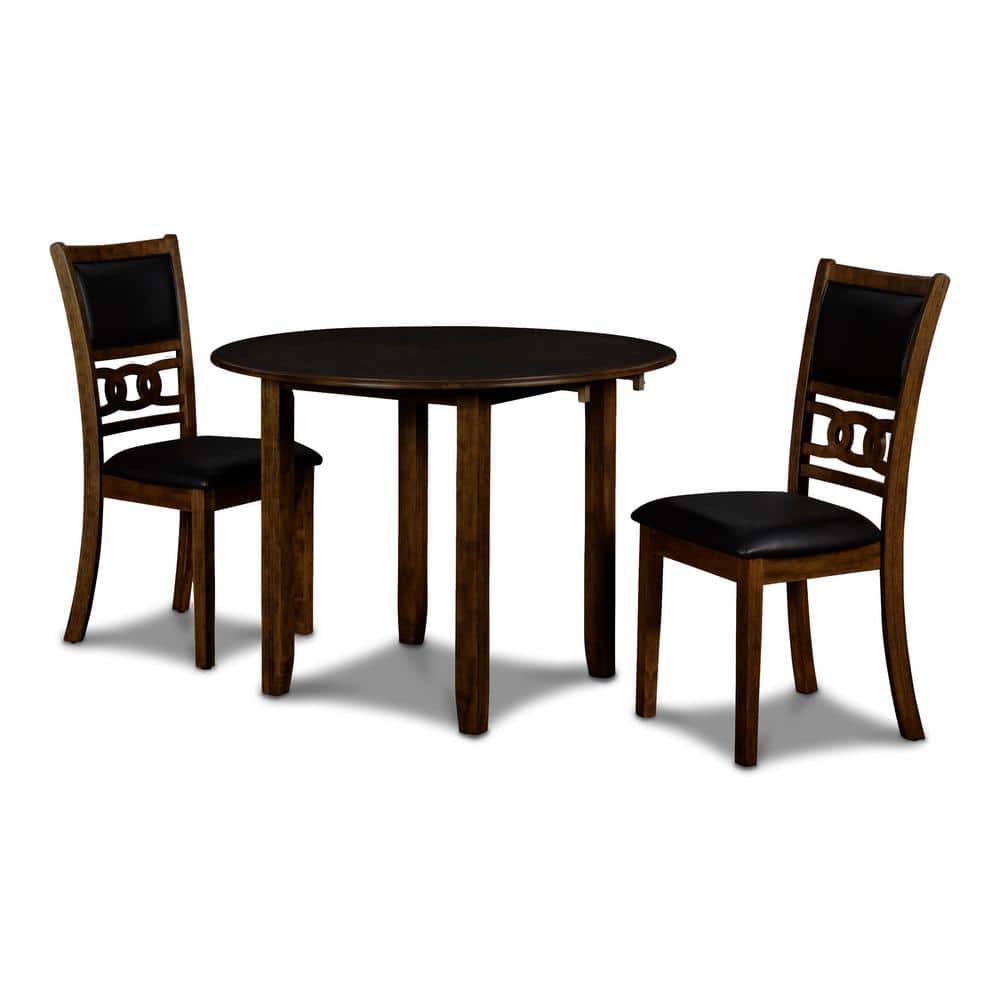 Gia 42" Brown Solid Wood Drop Leaf Dining Table with 2 Chairs