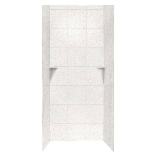 Swan Square Tile 36 in. x 36 in. x 96 in. 3-Piece Easy Up Adhesive Alcove Shower Surround in Tahiti Matrix