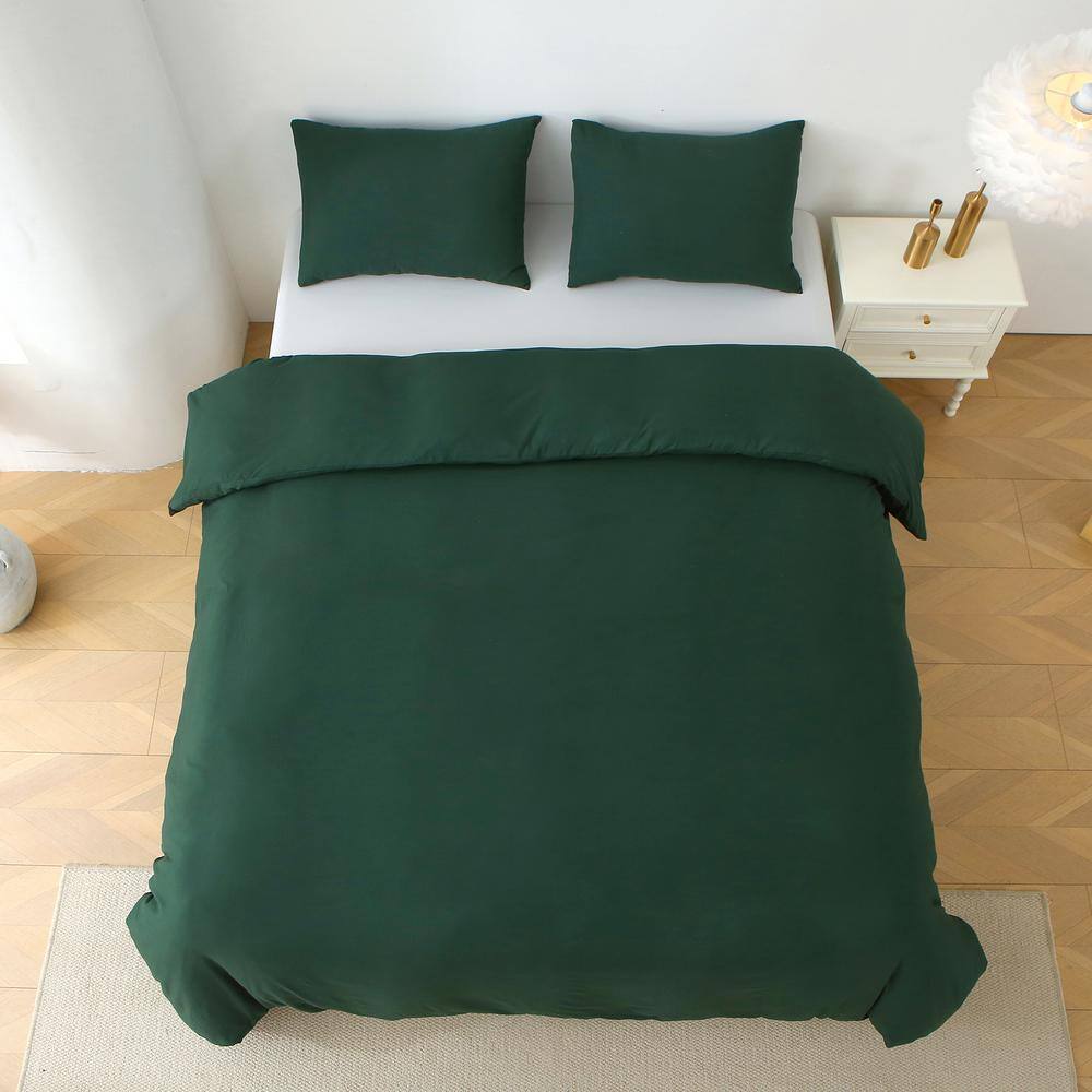 Emerald Green King Size Polyester Duvet Cover Set