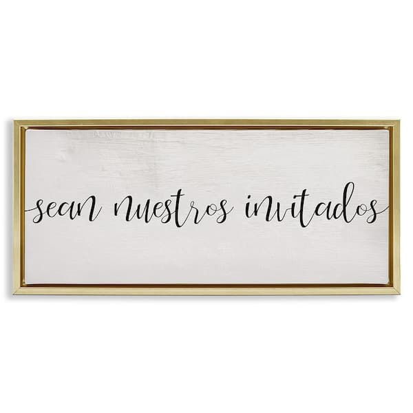 Stupell Industries Be Our Guests Plural by Lil' Rue Gold Floater Frame Typography Graphic Art Print 11 in. x 25 in.