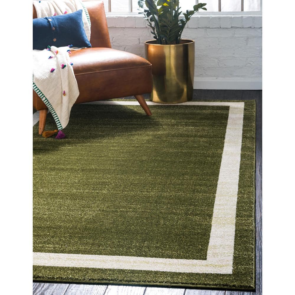 Green and Ivory Tufted Reversible Rectangular Area Rug 5' x 8'