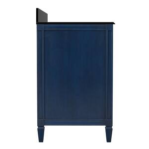 Channing 31 in. W x 22 in. D Bath Vanity in Royal Blue with Granite Vanity Top in Midnight Black with Trough White Basin