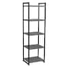 59.1 in. Gray Metal and Faux Concrete Slate 5-Shelf Tower Bookshelf ...