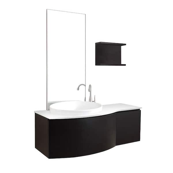 Virtu USA Isabelle 48 in. Single Basin Vanity in Espresso with Stone Vanity Top in White and Mirror
