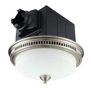 110 CFM Ceiling Bathroom Exhaust Fan with LED Light and Nightlight, Round Frosted Glass Cover Brushed Nickel Grille