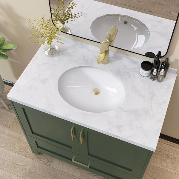 【新品同様】TERRYWOOD Zeafive 19 in. Undermount Oval U-shape Bathroom Sink with Overflow