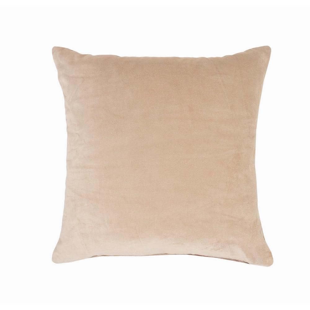 Wisdom Tan Taupe Solid Soft Poly-Fill 20 in. x 20 in. Indoor  Throw Pillow