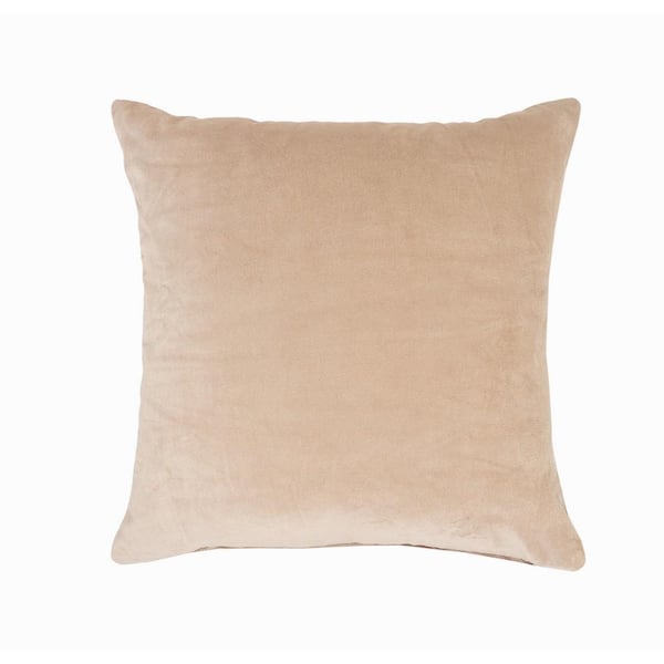 Unbranded Wisdom Tan Taupe Solid Soft Poly-Fill 20 in. x 20 in. Indoor  Throw Pillow