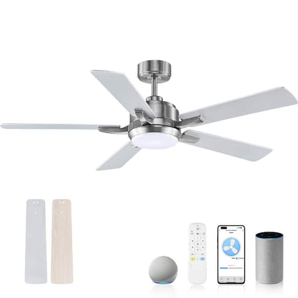ふあ Jushua 52 in. Low Profile Ceiling Fan in Brushed Nickel with