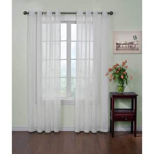 Curtainfresh White Solid Polyester 59 in. W x 63 in. L Sheer Single Grommet Top Curtain Panel