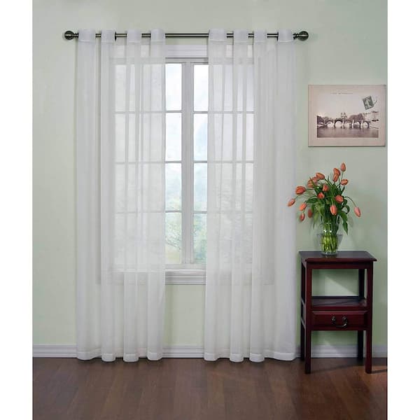 Curtain Fresh Curtainfresh White Solid Polyester 59 in. W x 63 in. L Sheer Single Grommet Top Curtain Panel
