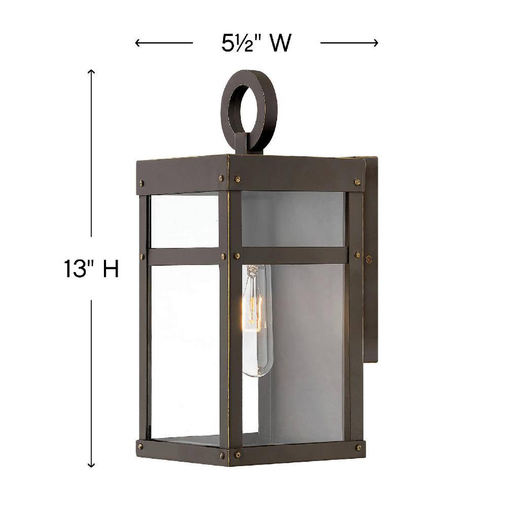 Porter Estate Series 1-Light Dimmable Sconce in Oil Rubbed Bronze with Clear Glass