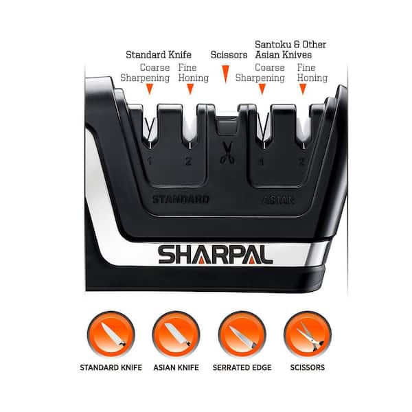 SHARPAL Pocket Knife Sharpener & Garden Tool Sharpener, Sharpening Straight  and Serrated Knives, Lawn Mower Blade, Axe, Pruners, Shears, Scissors