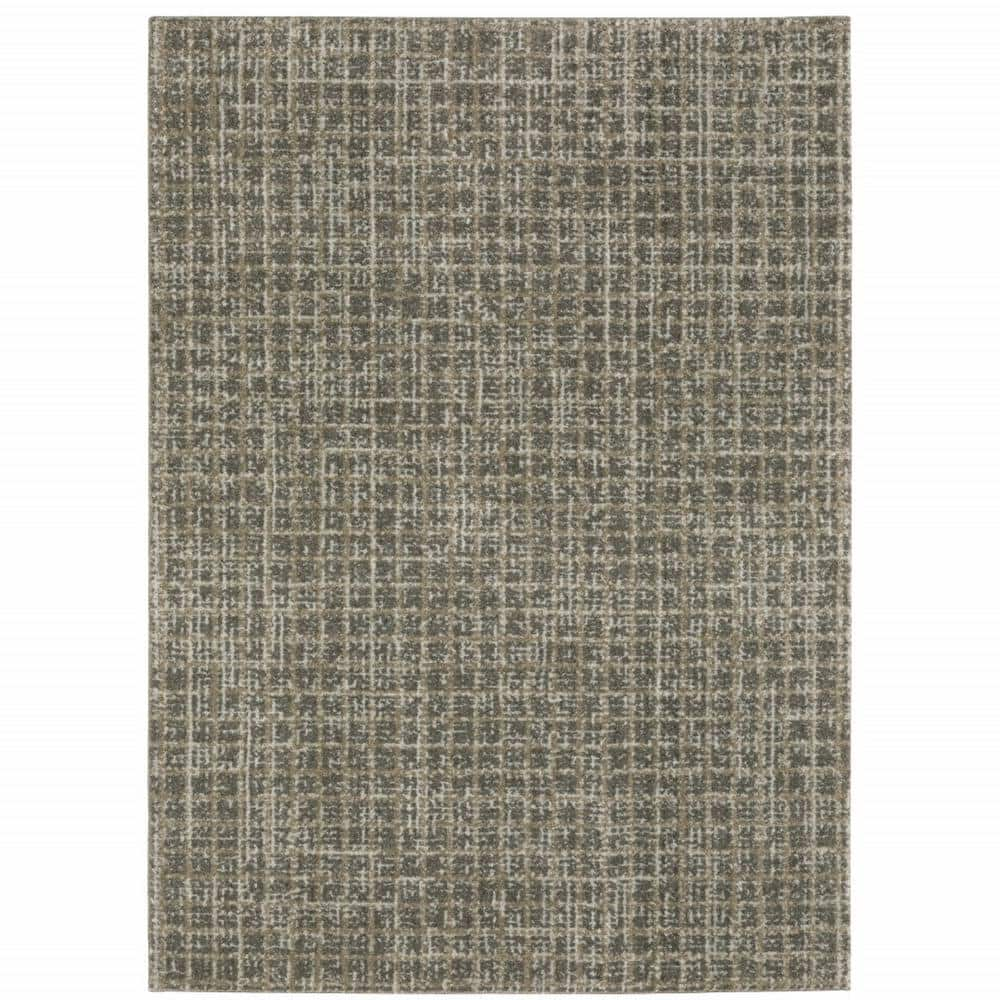 HomeRoots Grey Tan and Beige 3 ft. x 5 ft. Geometric Power Loom Stain ...