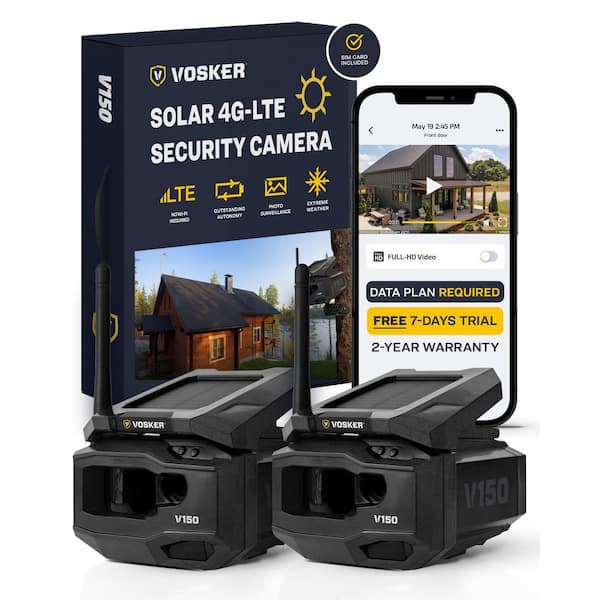 V150 TWIN PACK Outdoor Solar-Powered Cellular Security Camera with LTE Connectivity Ideal for Remote Monitoring