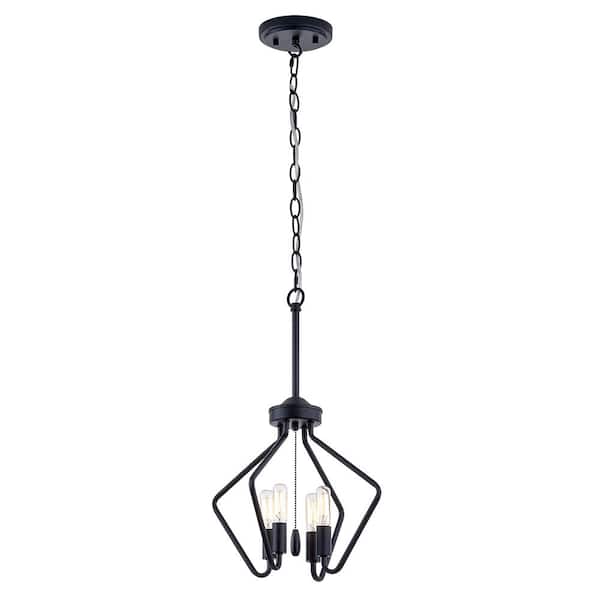 Andalusia 4-Light Modern Matte Black Finish Lantern Pendant Light