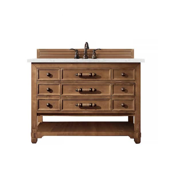 James Martin Vanities Malibu 48 in. W x 23.5 in. D x 35.3 in. H Single Bath Vanity in Honey Alder with Quartz Top in Eternal Jasmine Pearl