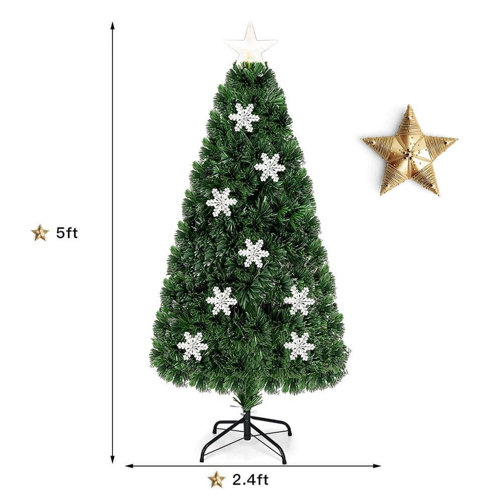 5-Foot Green Fiber Optic Artificial Christmas Tree with Multicolor LED Lights
