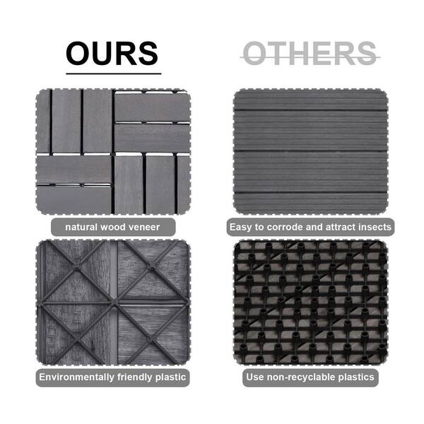 Siavonce 20 PCS Interlocking Deck Tiles Striped Pattern, 12&quot