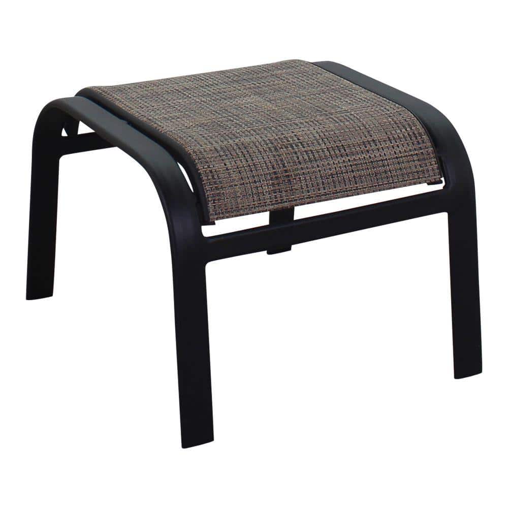 Courtyard Casual Santa Fe 2 Aluminum Outdoor Sling Ottomans in Java 5669 The Home Depot