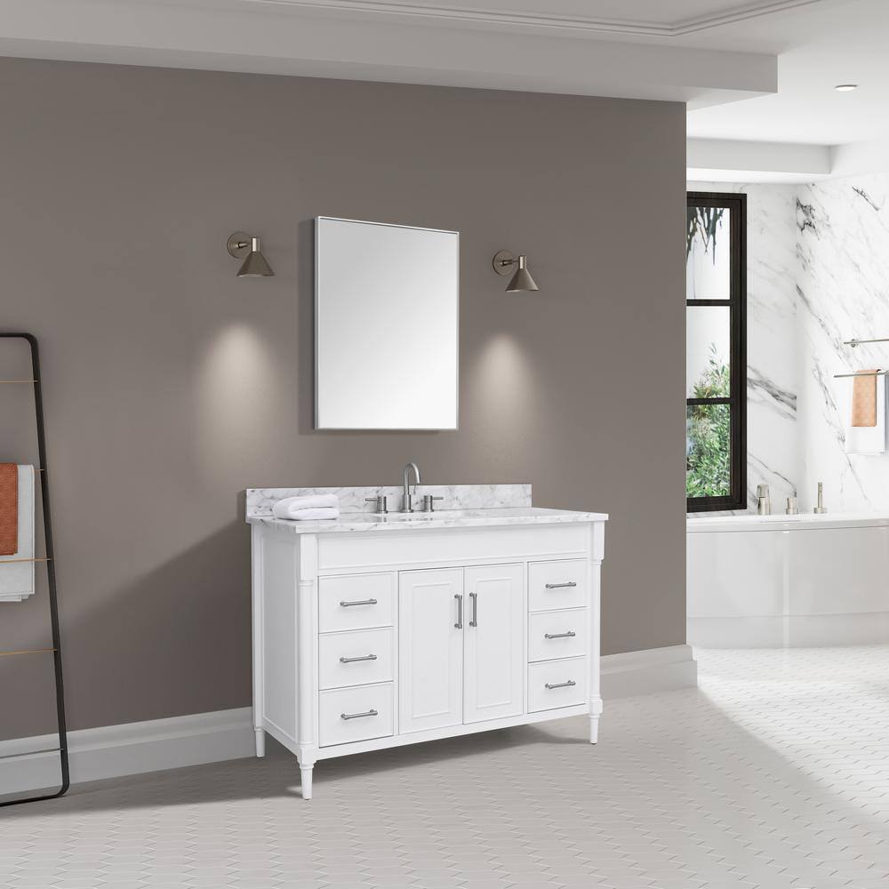 Selene Elegance 49'' White Single Freestanding Bathroom Vanity