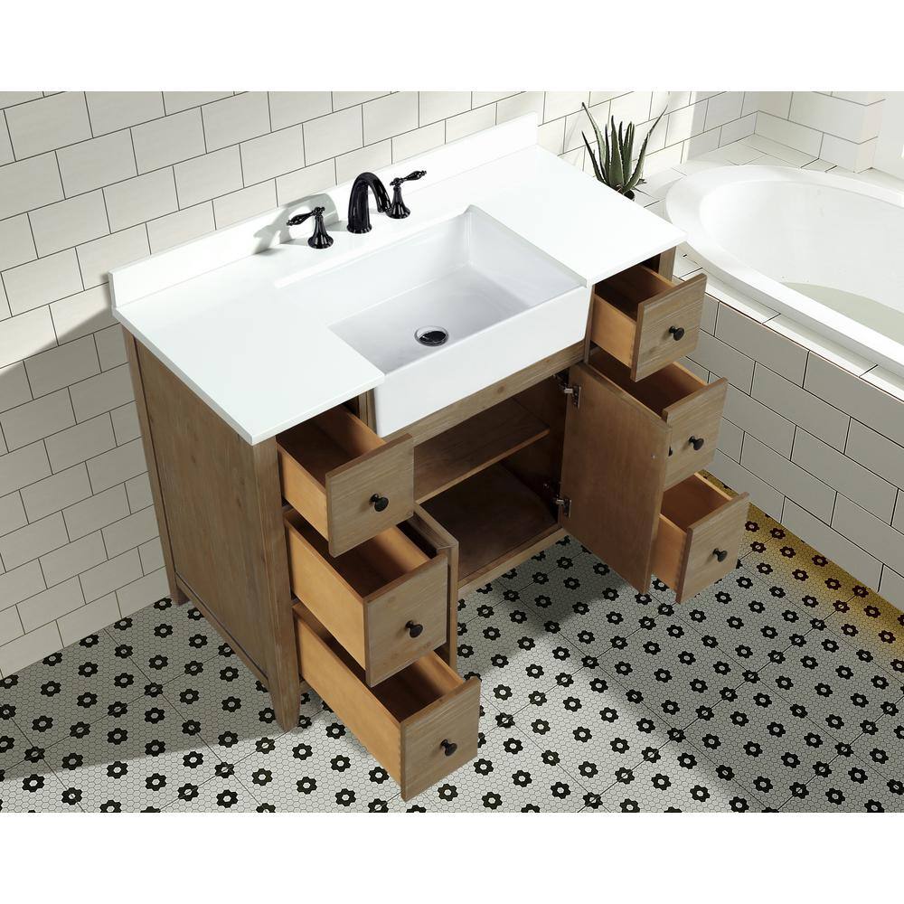 Sally 48" Weathered Fir Single Bathroom Vanity with White Marble Top