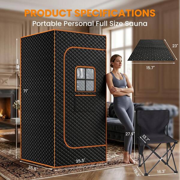 ABORON 1 Person Portable Steam Sauna Box for Home with 3L/1200W