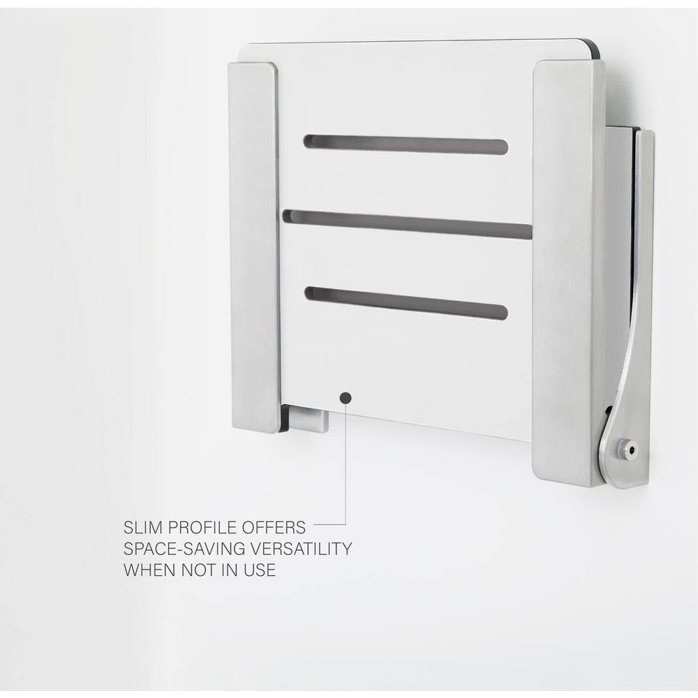 White Teak Wall Mounted Folding Shower Seat with Matte Finish