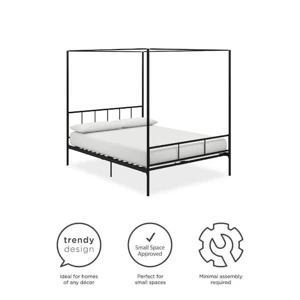 Novogratz Marion Black Queen Size Canopy Bed 4194039N - The