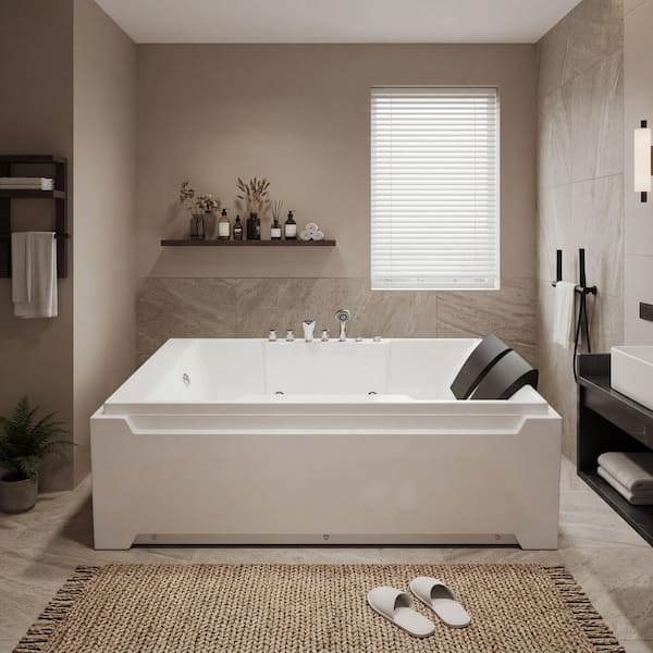 Xspracer 73 in. x 48 in. Acrylic Freestanding Whirlpool Bathtub in