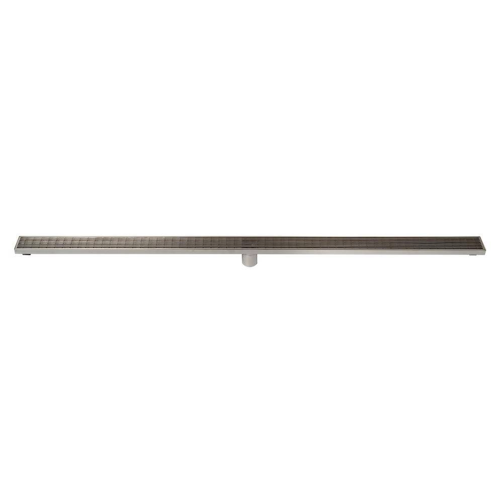 59" Brushed Stainless Steel Linear Shower Drain with Groove Lines