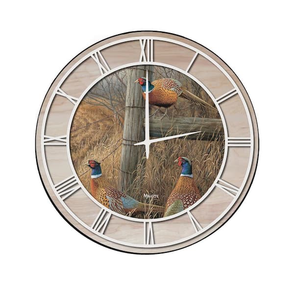 Unbranded "Abandoned Fenceline" Woodgrain Accent and White Numbers Imaged Wall Clock