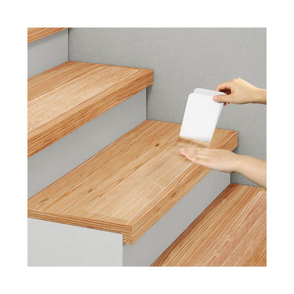 Clear [4 in. x 24 in.] PEVA Stair Tread Cover Set of 5 Anti-Slip Strips for Wooden Steps Indoor, Pets, Kids