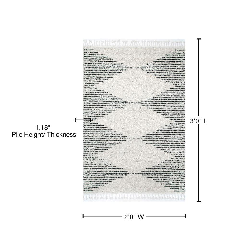 Off-White Braided Shag Reversible Rectangular Rug, 2x3 ft