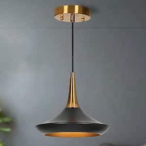 Modern Black and Brass Kitchen Island Pendant Lighting Contemporary 1-Light Bell Dining Living Room Hanging Chandelier