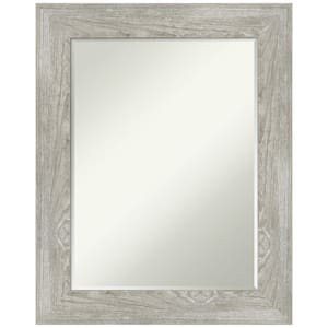 Dove Greywash 24 in. x 30 in. Petite Bevel Farmhouse Rectangle Framed Wall Mirror in Gray