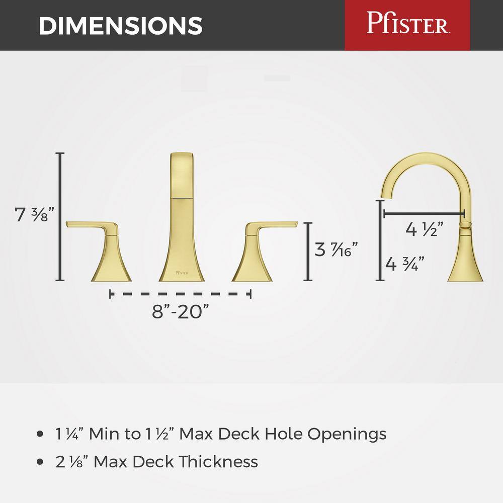Brushed Gold 8-Inch Widespread Double Handle Bathroom Faucet