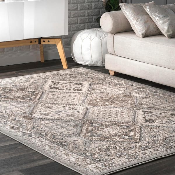 Becca Vintage Tiles Gray 3 ft. x 8 ft. Indoor Runner Rug