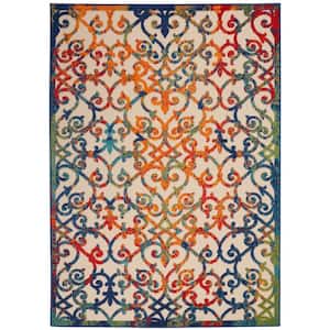 Aloha Easy-Care Multicolor 8 ft. x 11 ft. Moroccan Modern Indoor/Outdoor Area Rug