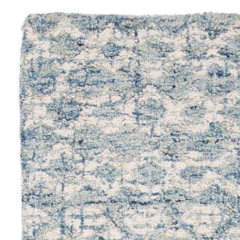 Blue Handmade Wool Tufted Abstract Runner Rug