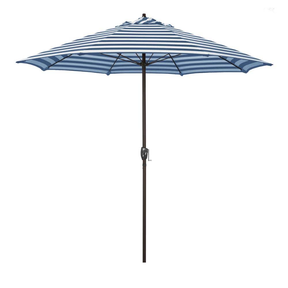 9 ft. Bronze Aluminum Market Patio Umbrella with Fiberglass Ribs and Auto Tilt in Cabana Regatta Sunbrella price history on PriceWatchPro