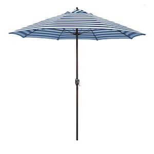 9 ft. Bronze Aluminum Market Patio Umbrella with Fiberglass Ribs and Auto Tilt in Cabana Regatta Sunbrella