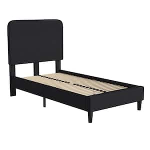 44 in. W Charcoal Twin Polyester Composite Frame Platform Bed