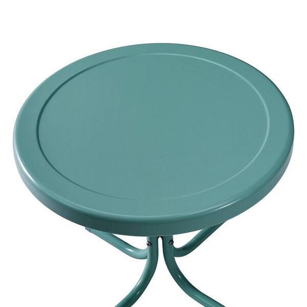 Blue Metal Outdoor Side Table D00I555QYM - The Home Depot
