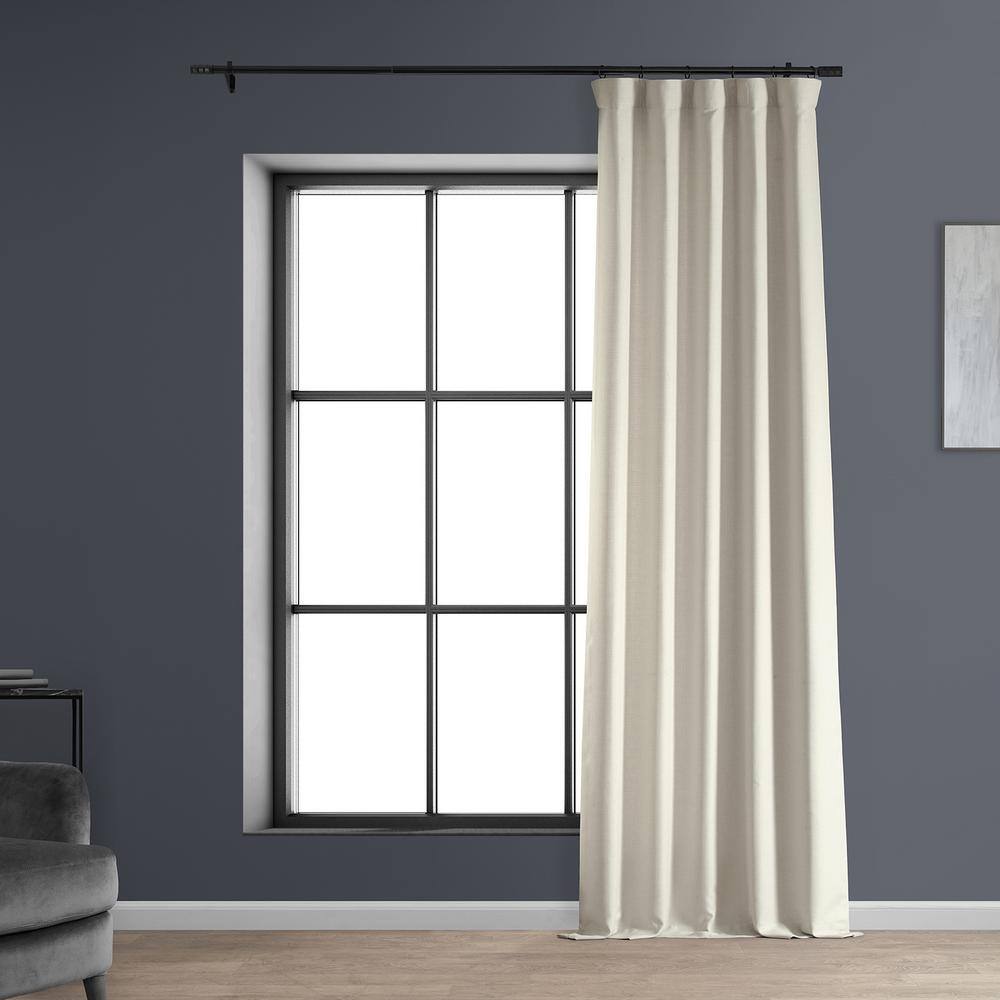 Parchment Cream Faux Linen Room Darkening Curtains 50" x 108"
