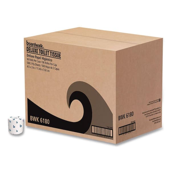 4.5 in. x 3 in. 2-Ply White Septic Safe Toilet Paper (500-Sheets/Roll, 96-Rolls/Carton)