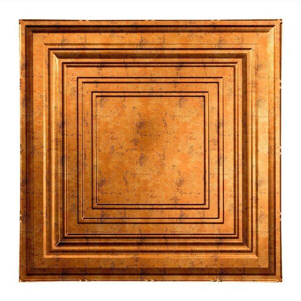 Fasade Traditional Style #3 2 ft. x 2 ft. Vinyl Lay-In Ceiling Tile in Muted Gold